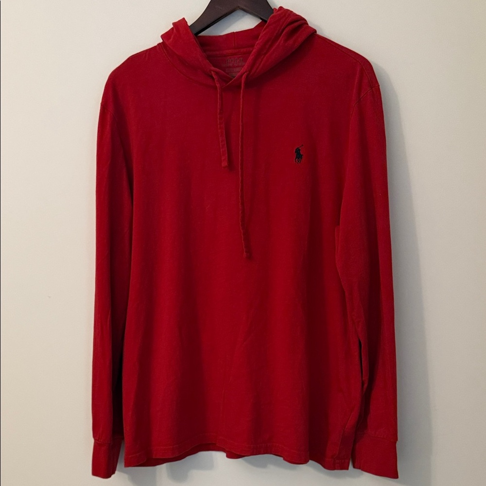 Polo Ralph Lauren Red Long Sleeve Shirt Hoodie Size Large
